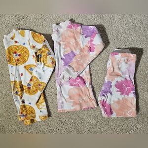 Burt's Bees Kids Pajama Set - Floral and Waffle Patterns - NO WAFFLE PANTS